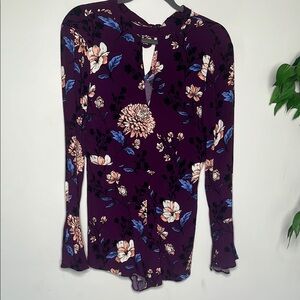Forever 21 Floral Purple Women's Long Sleeve Romper